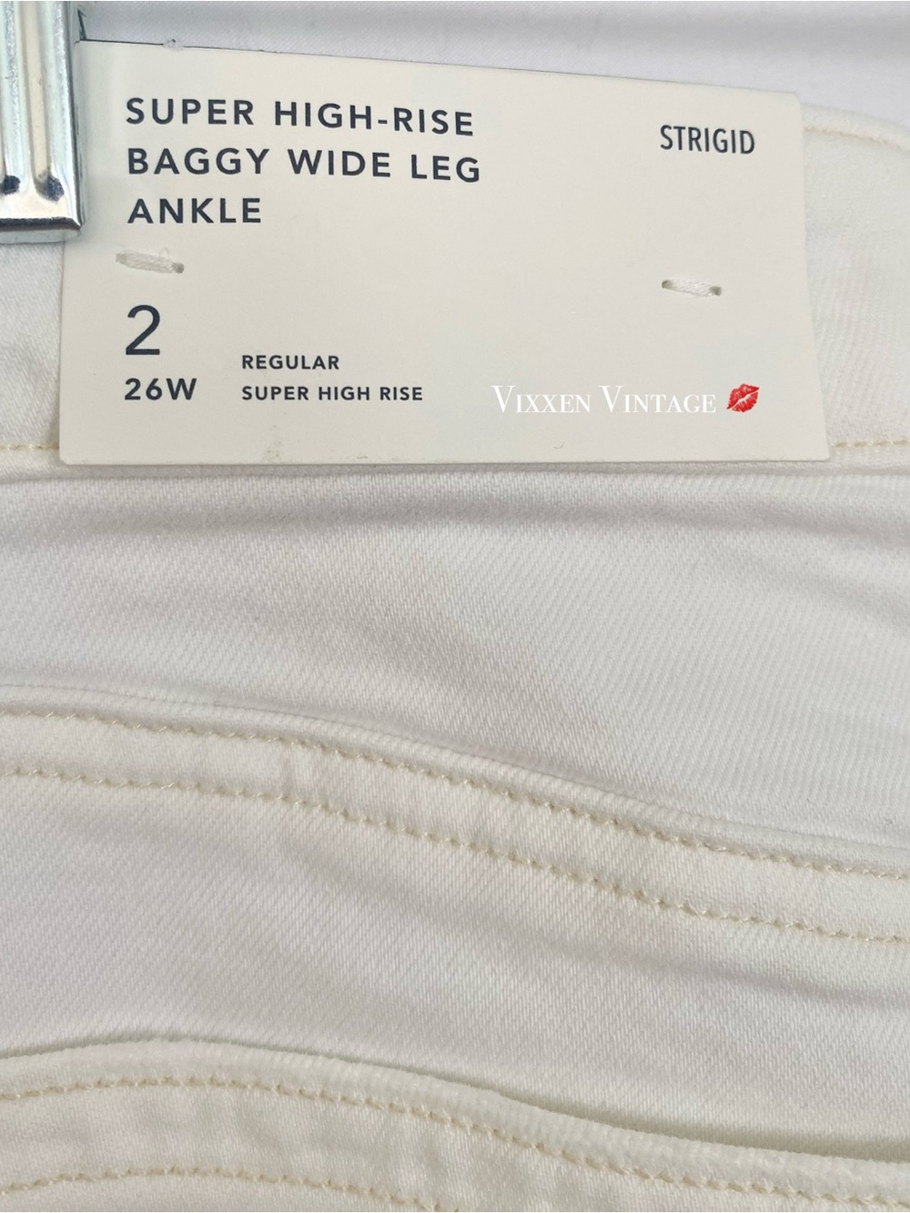 AEO 'SUPER HIGH-WAISTED BAGGY WIDE LEG ANKLE JEANS' IN RAW WHITE - Picture 6 of 6